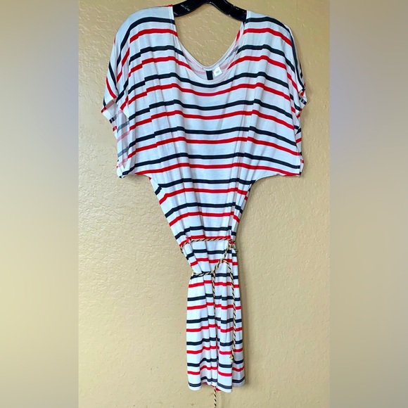 H&M Dresses New Red And Black Striped Dress With Metallic Belt